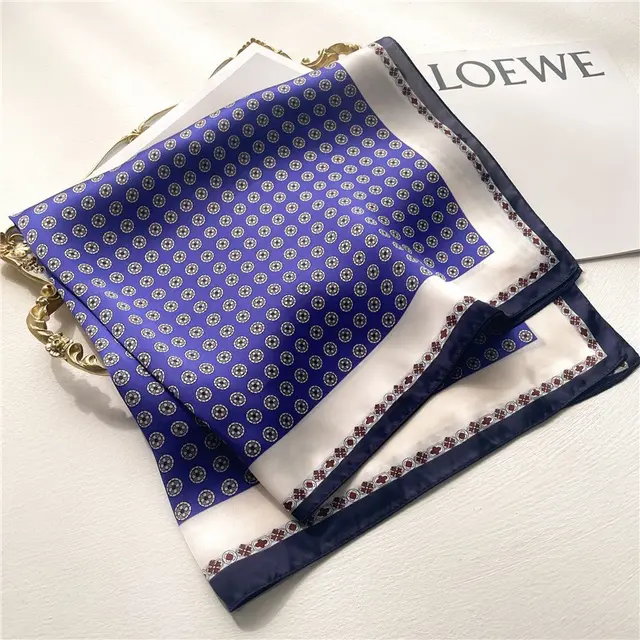 Spring And Summer Thin Style Silk Scarf Polka Dot Navy Blue - Shop at LoveMi