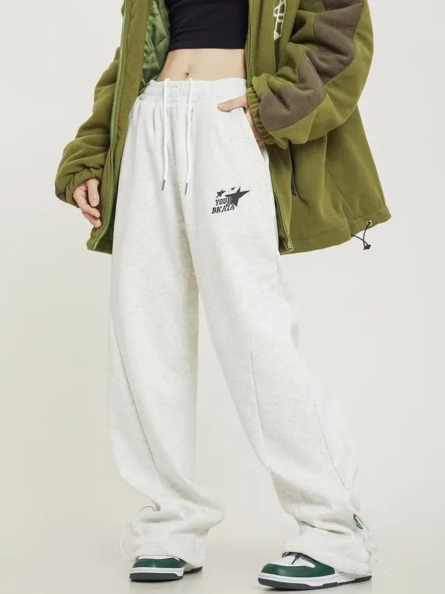 Drawstring Ankle tied Sports Pants Street Dance Skateboard Casual Light Gray - Shop at LoveMi