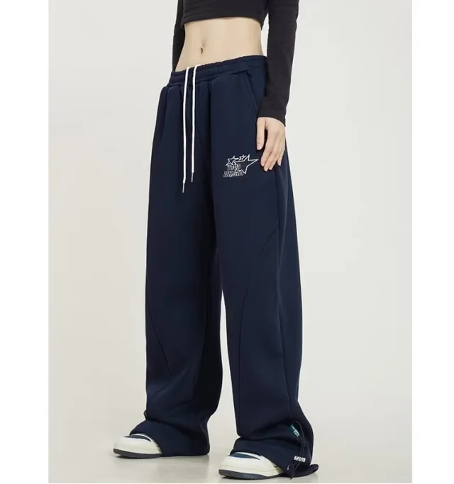 Drawstring Ankle tied Sports Pants Street Dance Skateboard Casual Navy Blue - Shop at LoveMi
