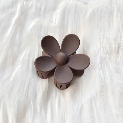 Summer Candy Color Frosted Flower Hair Clip Dark Coffee Color - Shop at LoveMi
