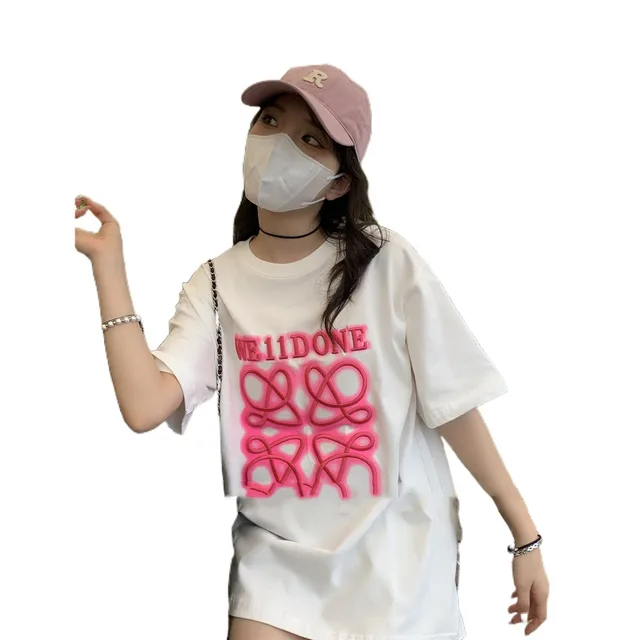 LANBOS WE11DONE Embroidered Letter Short Sleeve White - Shop at LoveMi