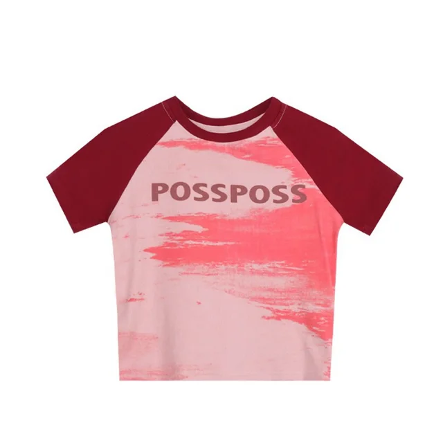Contrast Color Round Neck Short Raglan Short Sleeve - Shop at LoveMi