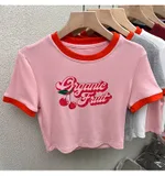 Slim-fit Crop-top Women's Short-sleeved T-shirt - Pink