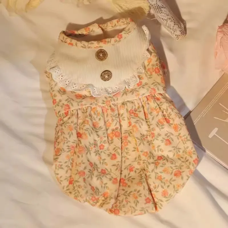 Cat Clothes Anti lint Autumn Dress Warm And Cute Skirt Pumpkin Skirt - Shop at LoveMi
