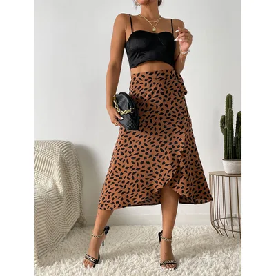 Elegant Polka Dot Print Ladies' Dress Brown - Shop at LoveMi