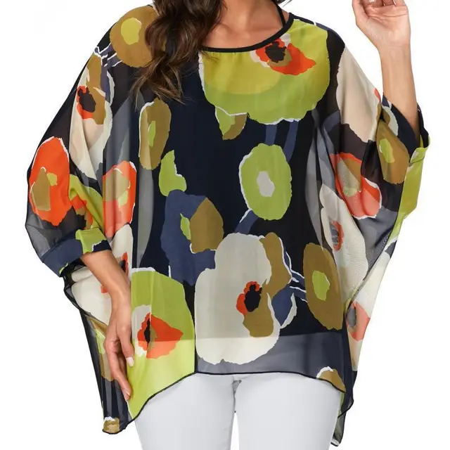 Plus Size Women's Seaside Sun Protection Clothing Bikini Blouse Picture Color - Shop at LoveMi