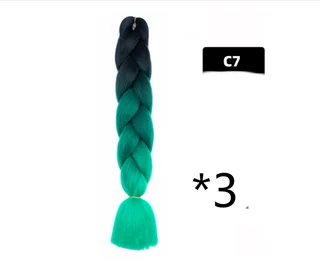 Color Big Braid African Chemical Fiber High Temperature Silk Wig Gradient - C7