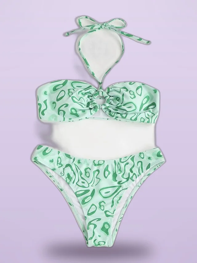 Bandeau Bikini Sexy Split Swimsuit Green - Shop at LoveMi