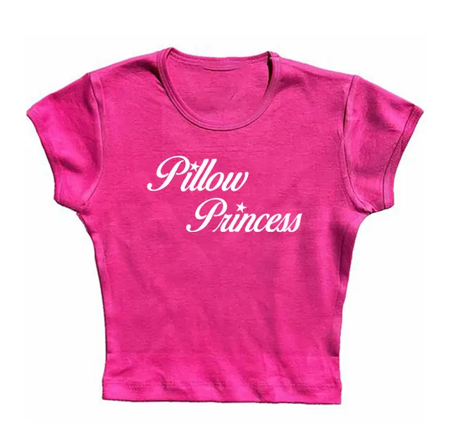Punk Letter Print Cute Cropped Women's Short Sleeve Rosered - Shop at LoveMi