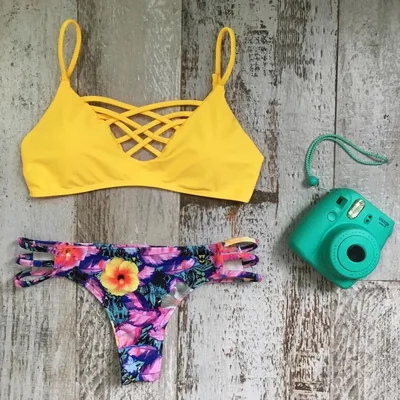 Europe and the United States summer sexy ladies swimsuit printed bikini set N70 S - Shop at LoveMi