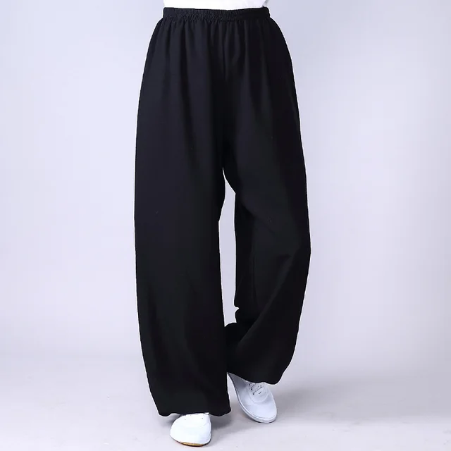 Men's And Women's Fashion Casual Breathable Cotton And Linen Practice Pants Black - Shop at LoveMi