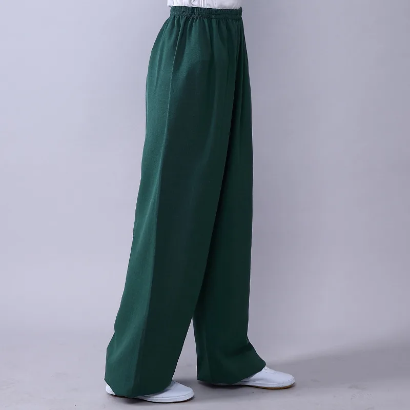 Men's And Women's Fashion Casual Breathable Cotton And Linen Practice Pants - Green