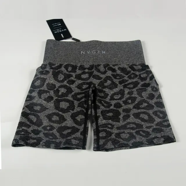 European And American Camouflage Yoga Shorts Elastic Quick drying Breathable Leopard Print Black - Shop at LoveMi