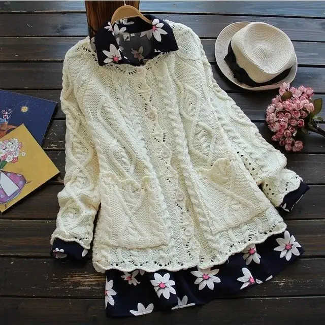 Solid Color Buttons Knitted Coat For Women Beige - Shop at LoveMi