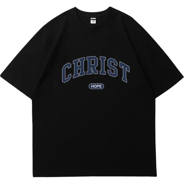 Women's Short sleeved T shirt Loose Crew Neck Top Black Christ - Shop at LoveMi