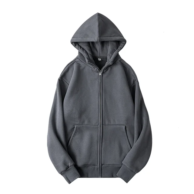 Winter Thickened Polar Fleece Thermal Hooded Sweatshirt Pure Color All matching Couple Coat Dark Gray - Shop at LoveMi