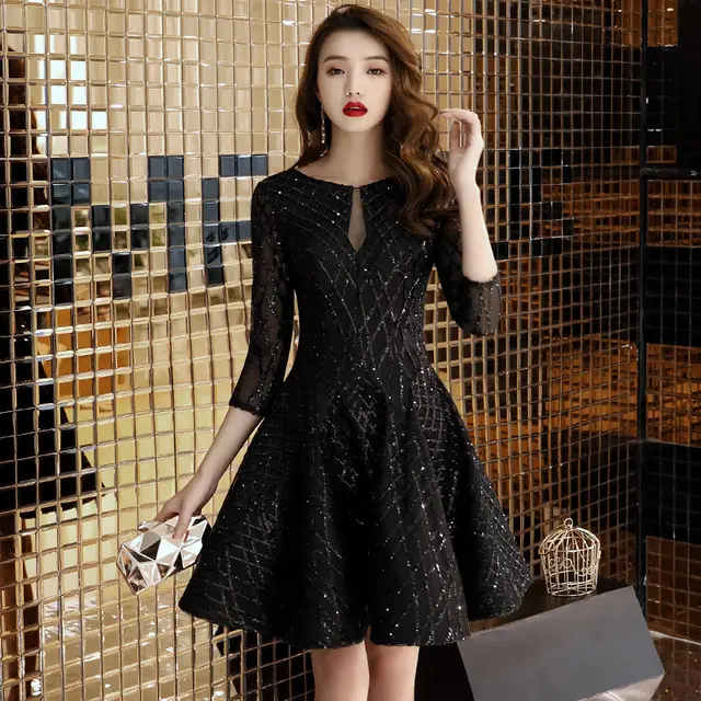 Women's Black Dinner Party Cocktail Party Birthday Party Dress Small Dress Short Socialite Elegant Black - Shop at LoveMi