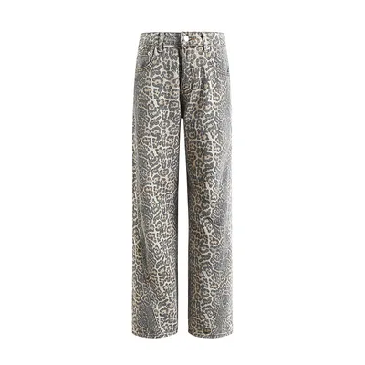 Printed Washed Distressed Wide leg Denim Trousers For Women Distressed Leopard Print - Shop at LoveMi