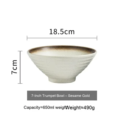 Japanese Style Ceramic Bowl Household Large Ramen Creative Tableware Sesame Gold - Shop at LoveMi