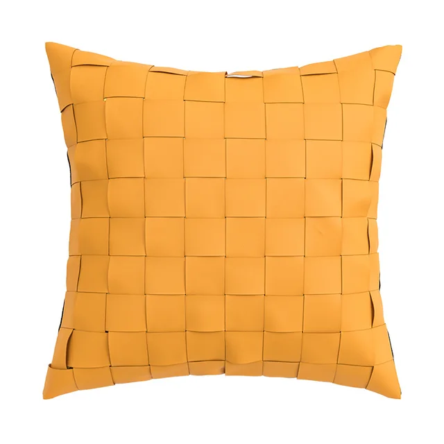 Nordic Instagram Style Geometric PU Stereo Cushion Cover Yellow - Shop at LoveMi