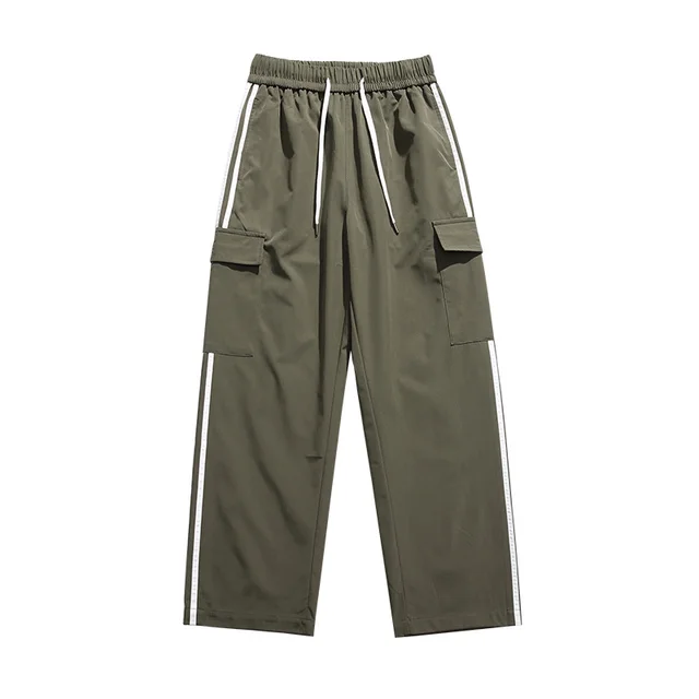 Thin Pocket Casual Straight leg Loose Cargo Pants Army Green - Shop at LoveMi