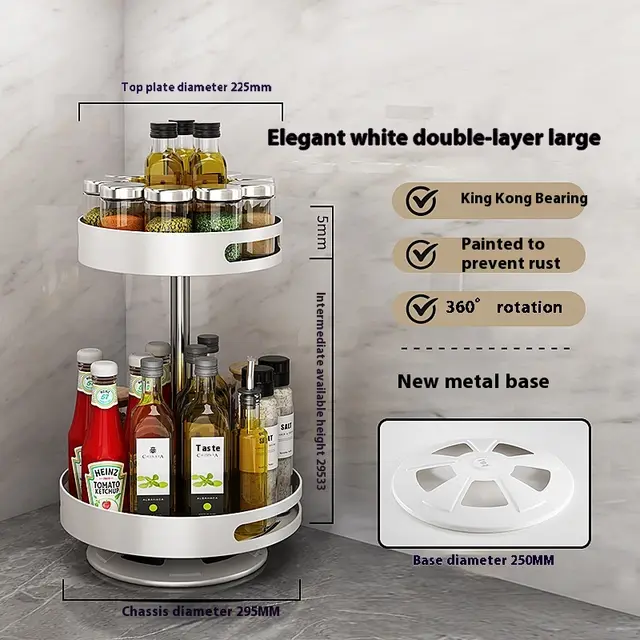 Kitchen Double layer Rotating Seasoning Product Storage Rack Style 1 - Shop at LoveMi