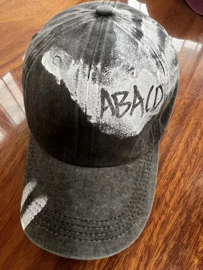 Korean Style Graffiti ABACD English Letters Retro Washed Baseball Cap Female Soft Top Trendy Black - Shop at LoveMi