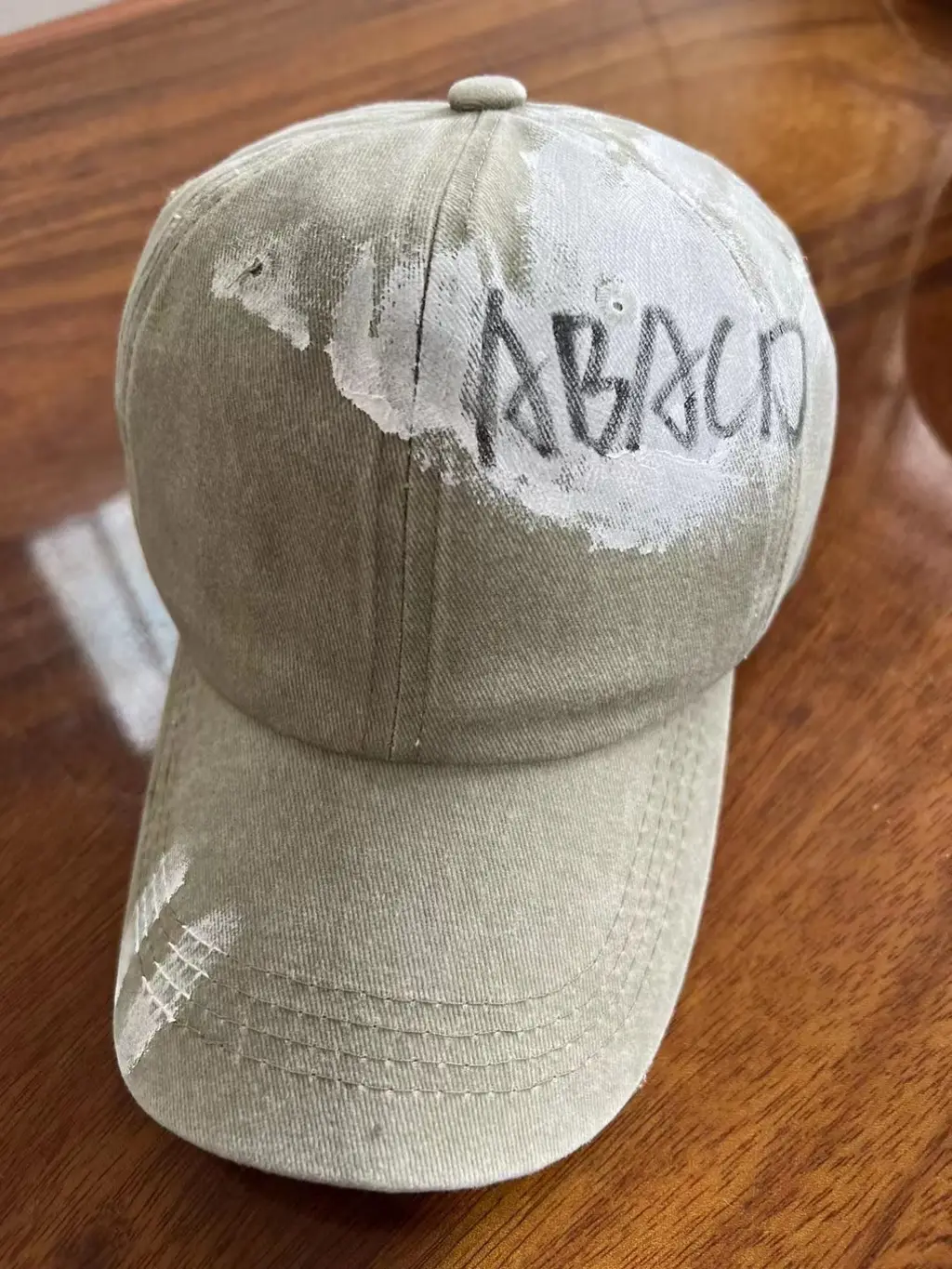 Korean Style Graffiti ABACD English Letters Retro Washed Baseball Cap Female Soft Top Trendy - Khaki