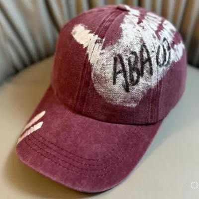 Korean Style Graffiti ABACD English Letters Retro Washed Baseball Cap Female Soft Top Trendy Red - Shop at LoveMi
