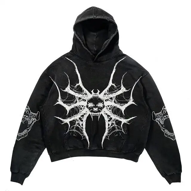 Digital Printed Polyester Fabric Hoodie Black - Shop at LoveMi