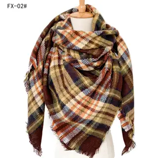 European And American Autumn And Winter Plus-sized Double-sided Qicaigei Scarf Women's Shawl - 2 Brown Cheerful Garden