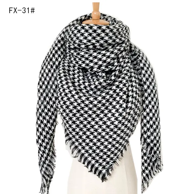 European And American Autumn And Winter Plus sized Double sided Qicaigei Scarf Women's Shawl 31 Houndstooth Black And White - Shop at LoveMi