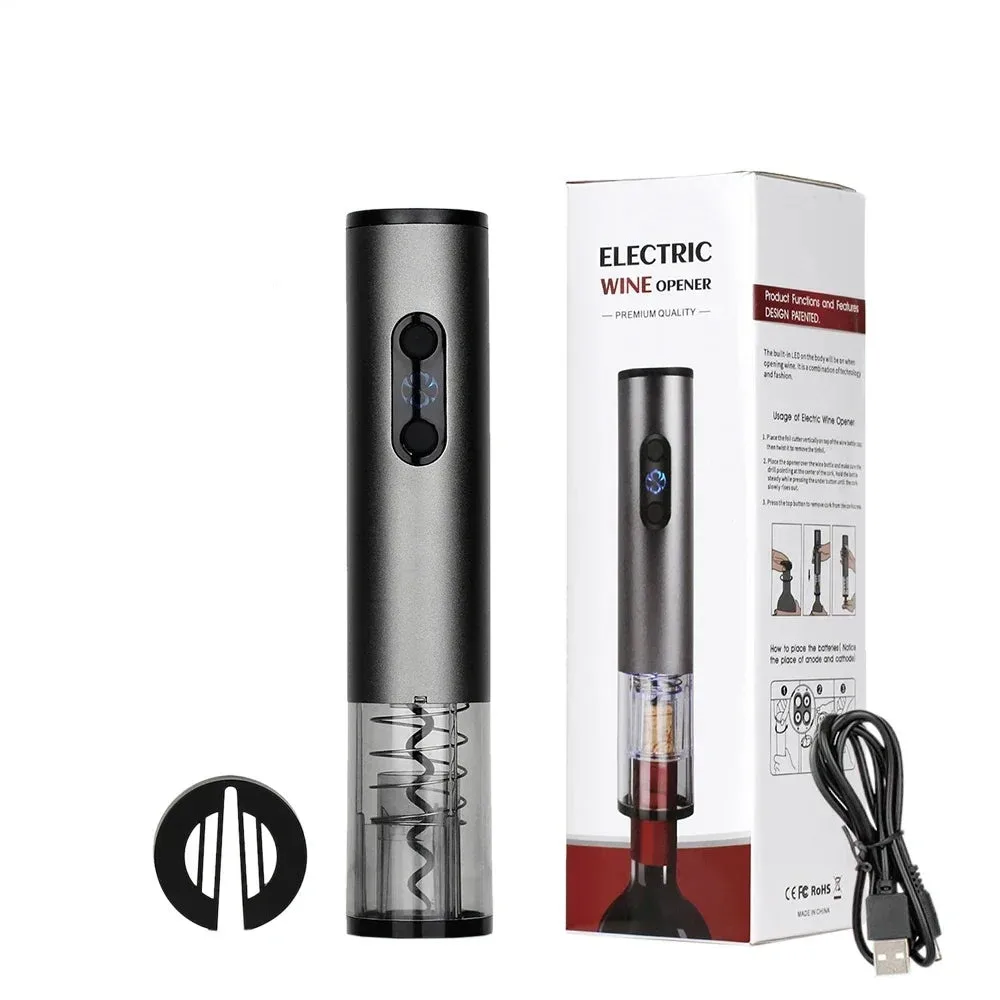 Type-c Rechargeable Stainless Steel Mini Electric Bottle Opener - Black