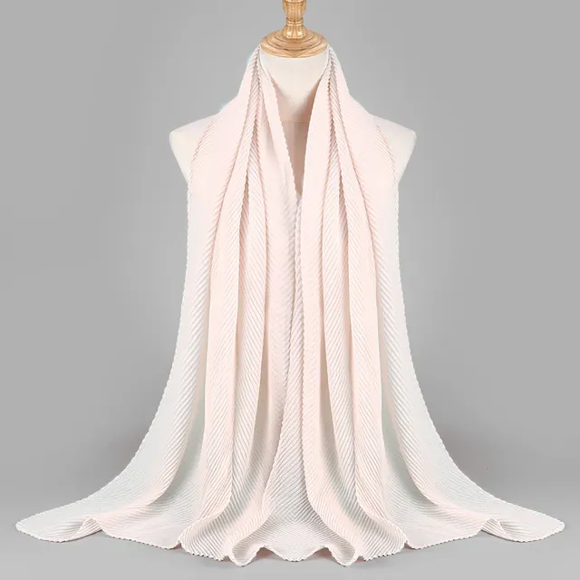 Twill Crumpled Pleated Scarf Women's Bag Headscarf Beige - Shop at LoveMi