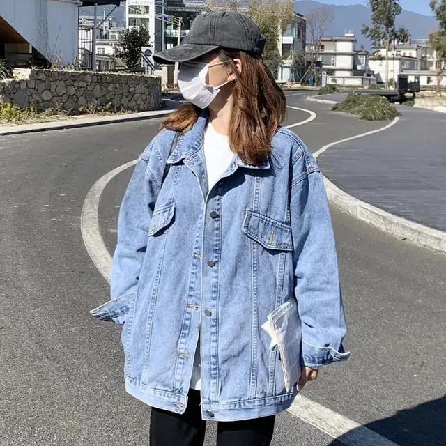 Denim Jacket Loose Korean Style Style Casual Jacket 922 Light Blue - Shop at LoveMi