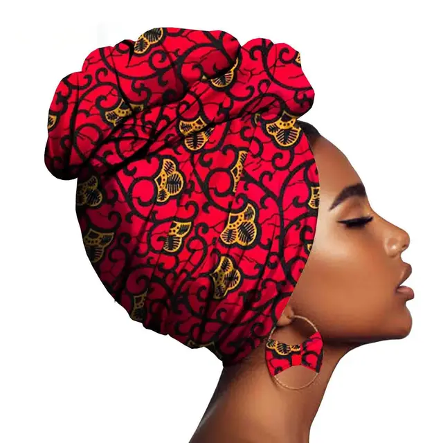African Printed Batik Headscarf Exaggerated Earrings Style 4 - Shop at LoveMi