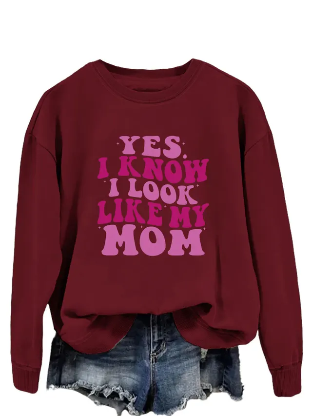 YES I KNOW I LOOK LIKE MY MOM Print Fashion Plus Size Sweater Red - Shop at LoveMi
