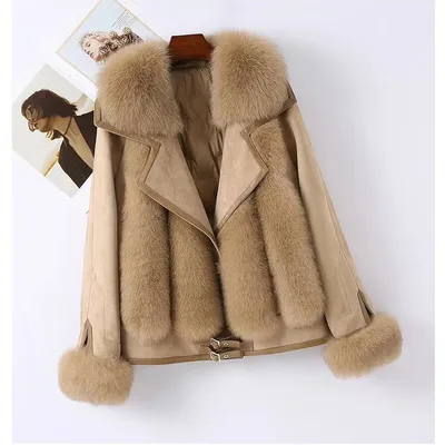 Fur Women's Fur Imitation Fox Fur Jacket Camel - Shop at LoveMi