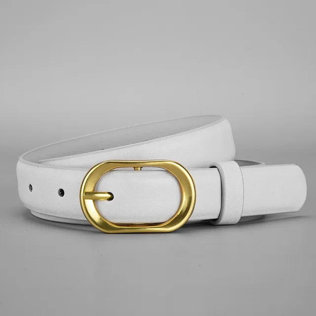 Trendy Unique Jeans All match Decorative Thin Belt White - Shop at LoveMi