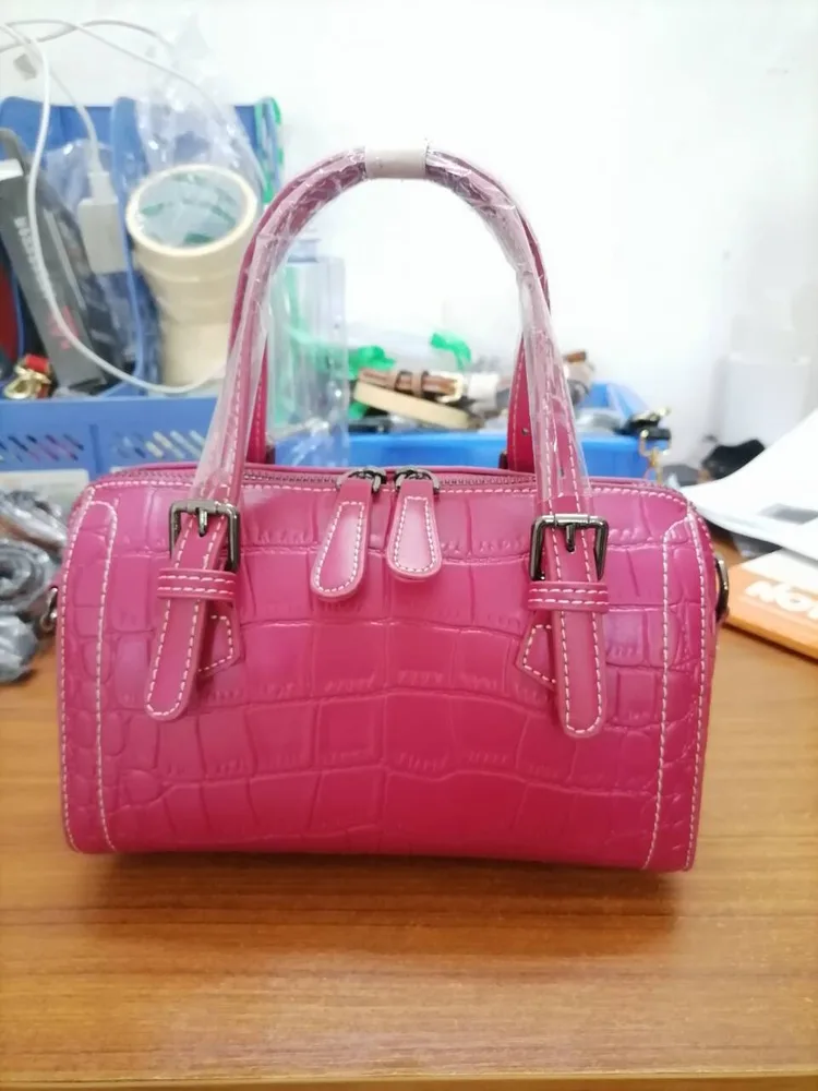 Women's Fashion Crocodile Pattern Leather Crossbody Handbag Rose - Shop at LoveMi
