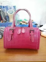 Women's Fashion Crocodile Pattern Leather Crossbody Handbag - Rose