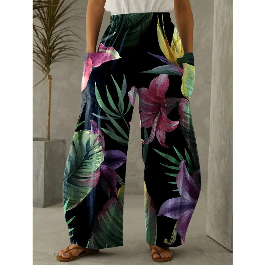 Printed 3D Irregular Wide-leg Pants Casual Wide-leg Trousers - Apdwk107963Sj191