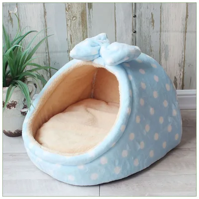 Cat Nest Pet House Small And Medium sized Dogs All season Warm Bow Tender Blue - Shop at LoveMi