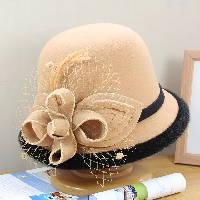 Women's Autumn And Winter British Retro Socialite Bucket Hat Camel - Shop at LoveMi