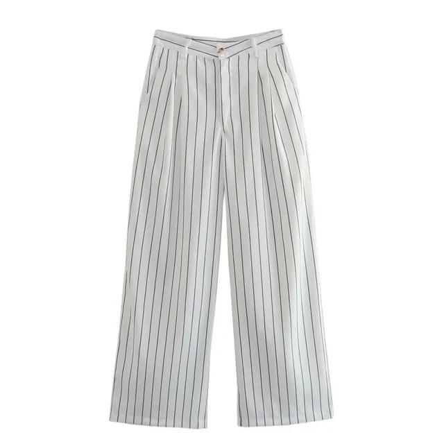 Women's Striped Loose Straight Trousers Picture Color - Shop at LoveMi