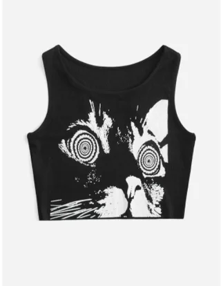 Summer Design Outer Wear Vest Female Summer Navel Short Top - Black