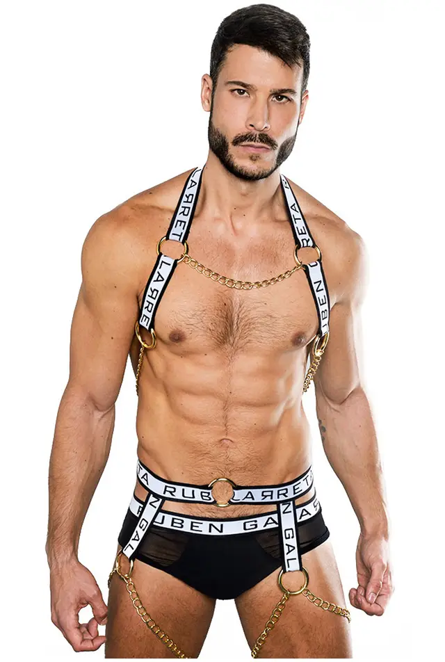 Metal Ring Solid Color Men's Elastic Shoulder Strap And Shoulder Strap Pectoral Girdle - Shop at LoveMi