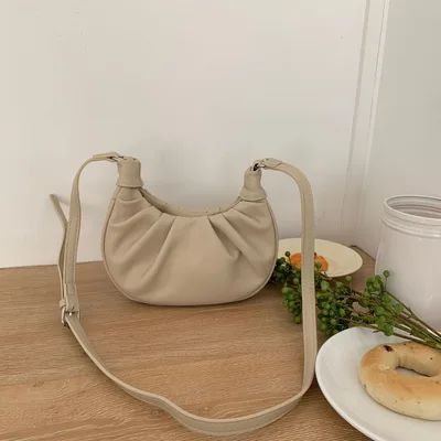 Sweet Pleated Women's Portable Cloud Bag Apricot - Shop at LoveMi