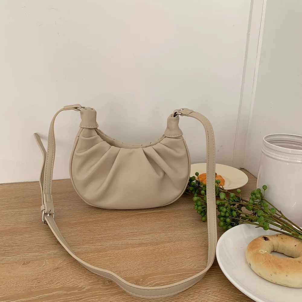 Sweet Pleated Women's Portable Cloud Bag Apricot - Shop at LoveMi