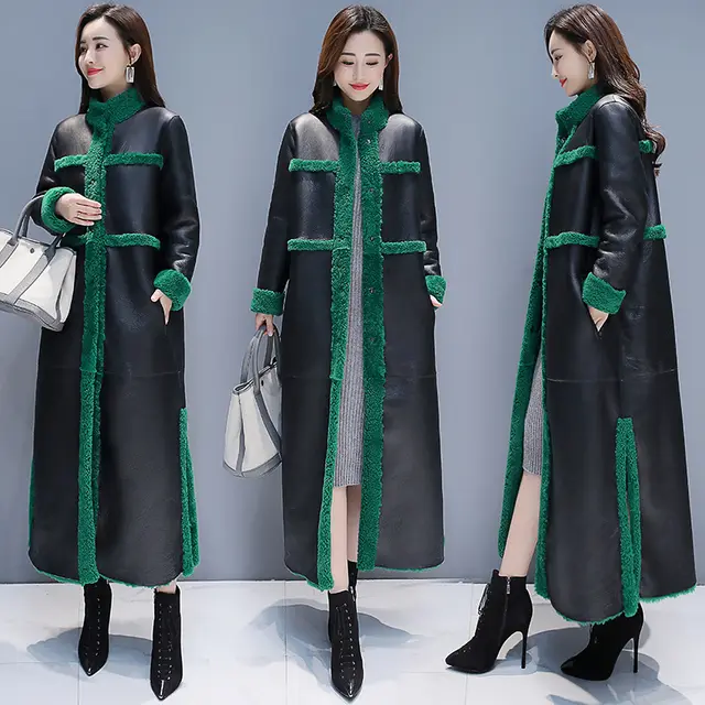 Fleece lined Thick Lamb Wool Coat For Women Long Cotton Jacket Picture Color - Shop at LoveMi